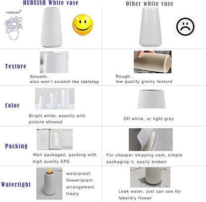 Bright White Vase - 8" Big White Ceramic vase for Flower, Boho Vases for Pampas Grass, Minimalist Modern vases for Home Decor, Table Shelf Living Room Farmhouse Decor