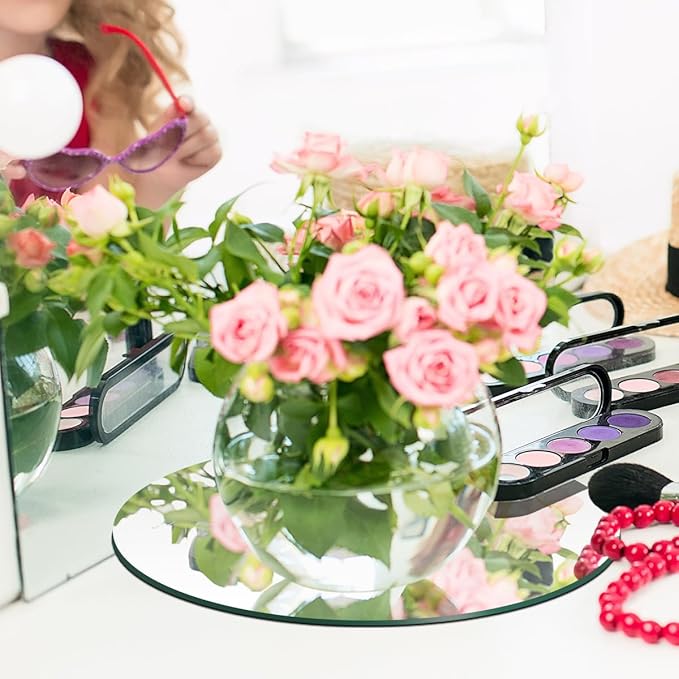 19 Pcs Mirror Centerpieces for Tables, Acrylic Round Small Mirror Trays Decoration Candle Plate Mirrors for Wedding Table Centerpiece Baby Shower Christmas Party Decor and Crafts (8inch/20cm)