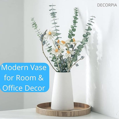 12 Inch Tall Premium Quality Ceramic Vase | Flower Vase for Home Decor | Farmhouse Decor, Desk Decor, Modern Decor, Aesthetic Room Decor, White Vase for Bohemian Decor, Pampas Vase, White