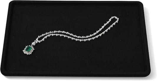 Microfiber Jewelry Display Flat Tray for Rings Earrings Necklace Bracelet, Jewelry Photograph Display Catchall Organizer Tray Dish(L,Black)