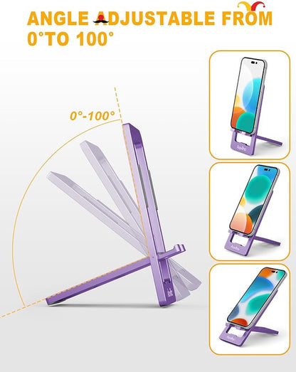 Ultra - Thin Portable Phone Stand: Foldable & Space - Saving, Fits 3.7-7 inch Devices, Purple