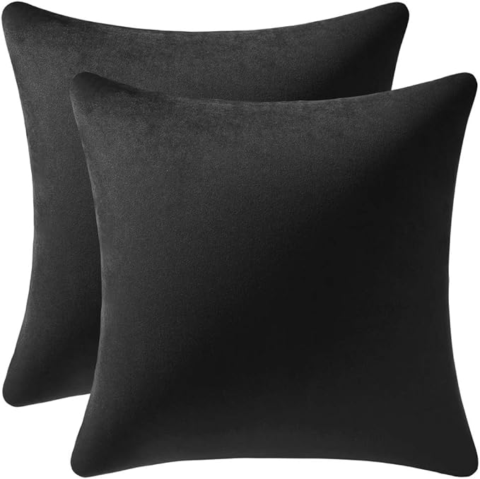 26x26 Euro Pillow Covers : 2 Pack Cozy Soft Velvet Oversized Couch Pillow Shams, Square Throw Pillow Cases for Living Room Sofa, Black