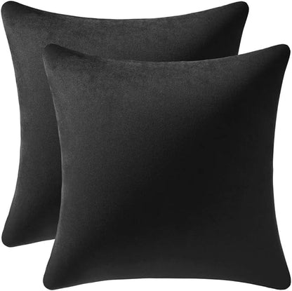 26x26 Euro Pillow Covers : 2 Pack Cozy Soft Velvet Oversized Couch Pillow Shams, Square Throw Pillow Cases for Living Room Sofa, Black
