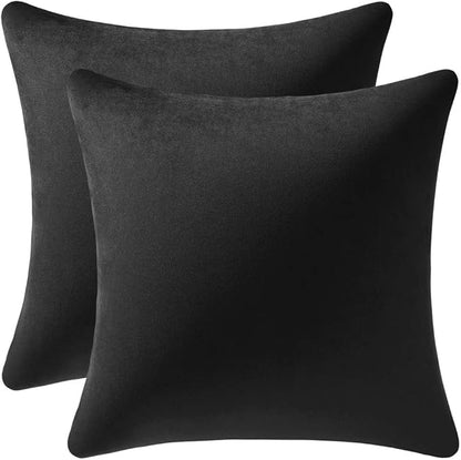 Decorative Pillow Covers 24x24 Black: 2 Pack Cozy Soft Velvet Square Throw Pillow Cases for Farmhouse Home Decor