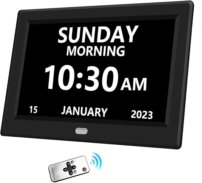 10 Inch Clock with Day and Date for Elderly Large Display Digital Clocks 12 Alarm 3 Display Modes Large Font Alzheimer's Clock Alarm Clocks for Seniors Auto DST 10in Black