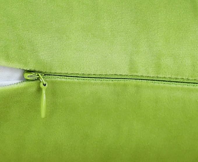 Jeneoo Comfy Soft Thick Velvet Throw Pillow Covers for Sofa Couch, Decorative Solid Square Cushion Cases for Bedroom Car (Lime Green, 16 x 16 Inches, 2 Pieces)
