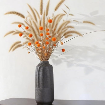 Black Ceramic Vase for Flowers, 8 Inch Flower Vases Home Decor, Black Boho Vases for Pampas Grass, Vase for Centerpieces Living Room Table Entryway Shelf