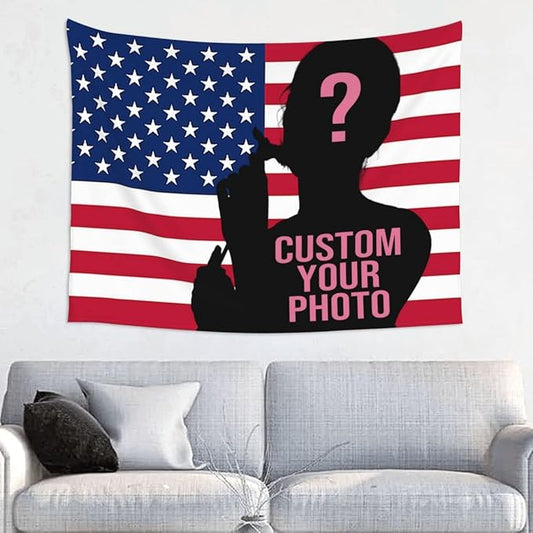 Custom Flag Tapestry Personalized Picture Image Text Custom Tapestry Wedding Backdrop 37''W X 29''L Tapestry For Dormitory