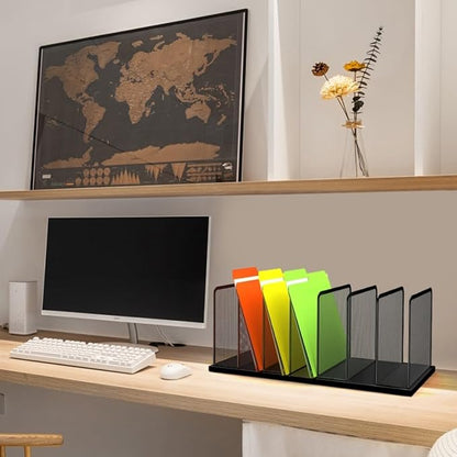 Kuntine.B Desk File Organizer 7 Upright Mesh Desktop Organizer File Sorter Office Organization File Holder for Home, Office & Classroom, 2 Pack