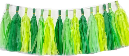 30pcs Paper Tassels Garland Banner Tissue Paper Tassel DIY Hanging Paper Decorations Party Tassel Garland Decor Baby Shower Nursery Wedding Festival Baby Shower Decoration(30, Green Set)