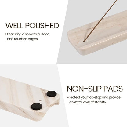 Koville Marble Incense Holder, Incense Holder for Sticks, Incense Sticks Holder Ash Catcher for Meditation Yoga SPA, Natural Stone Incense Burner, Home Table Decor