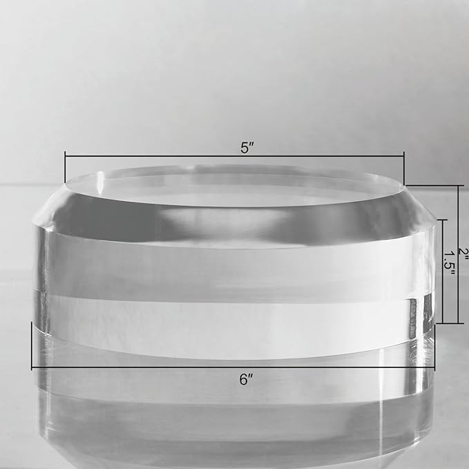 CiaoHER 2in Thickness Acrylic Disc Display Block Clear Polished Round Pedestal Stand Riser (6'' x 2'')