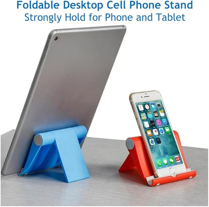 Cell Phone Stand for Desk Foldable Cell Phone Holder Desk Tablet Holder Mobile Phone Dock, Multi-Angle Universal Adjustable Tablet Dock Compatible with Most Cell Phones (Purple)