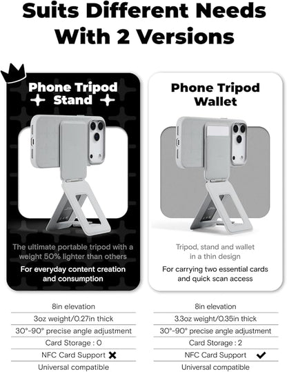 MOFT Phone Tripod Stand Selfie Stick x Tombogo for iPhone, Multi-Angles iPhone Stand, Lightweight & Portable Phone Holder, Strong Magnets, MOVAS Vegan Leather, Jet Black (Without Card Slot)
