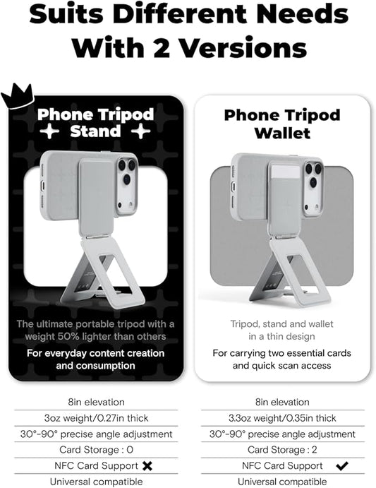 MOFT Phone Tripod Stand Selfie Stick x Tombogo for iPhone, Multi-Angles iPhone Stand, Lightweight & Portable Phone Holder, Strong Magnets, MOVAS Vegan Leather, Misty Cove (Without Card Slot)