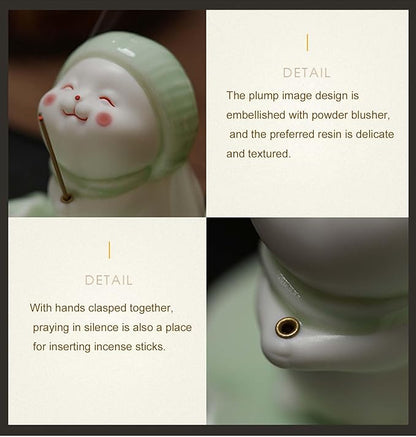 3 Pcs-Incense Holder Cute Resin Rabbit Incense Stick Holder Set with Bamboo Ash Catcher Tray - Animal Incense Burner for Meditation, Yoga & Home Decor (Fits Standard Incense Sticks)