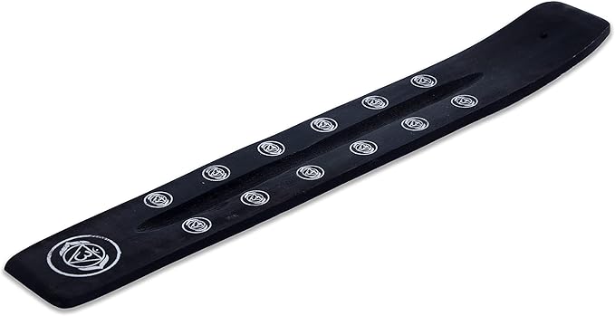 Bless-International Traditional-Handmade-Burner Wooden-Incense-Stick-Holder Ash-Catcher-Stand for-Aromatherapy-Meditation-Yoga (Black Strength) 10 Inches, Pack of 2