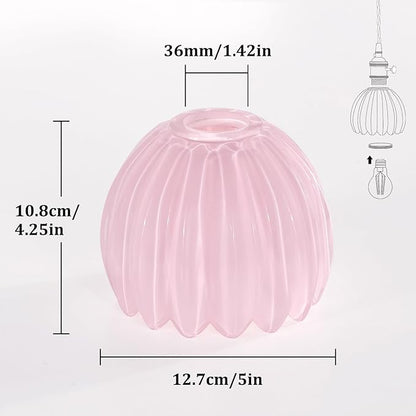 Tulip Lamp Shades Replacement, 5" Dia. * 4.25" H Cream Pink Glass Sconce Shade Heavy and Thick for Wall Sconces Pendant Lights Ceiling Lights Chandelier, 2 Pack