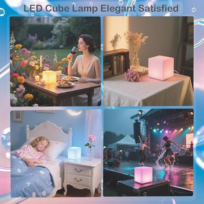 6 inch Rechargeable LED Cube Light, 16 Colors Changing Tesseract Light Cubes w/Remote, Dimmable Cosmic LED Cube Mood Lamp, Waterproof Bedside Lamp Night Lights for Kids Nursery Home Party