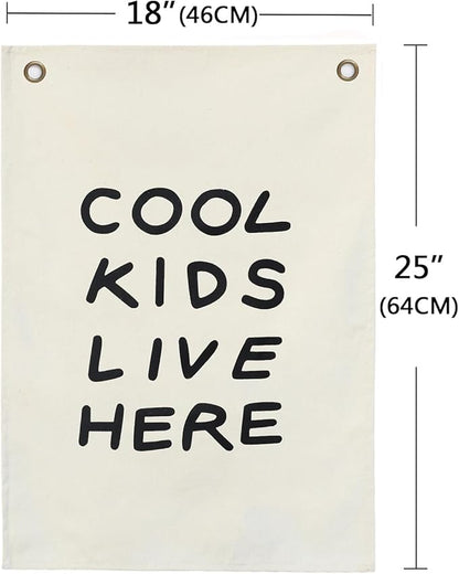 Canvas Banner Hanging Flag Banner for Nursery and Playroom Wall Décor for Kids Trendy Room Décor for Boys and Girls (Coolkids)