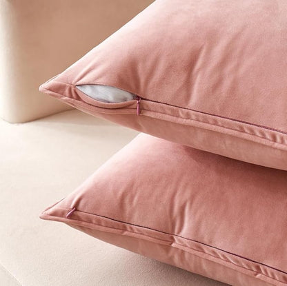 MIULEE Pack of 2 Valentines Day Decorative Velvet Throw Pillow Covers Soft Dark Pink Pillow Covers Soild Square Cushion Case for Sofa Bedroom Car 18x 18 Inch 45x 45cm