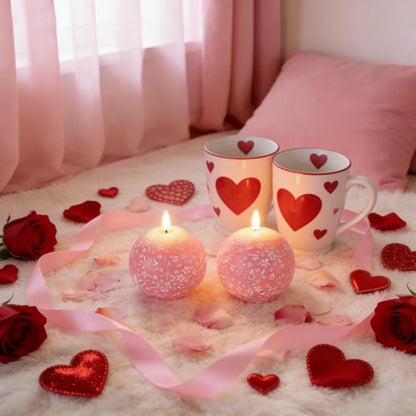 Flameless Spring Carved Spheres, Flameless LED Candles with Remote Control & 6-Hour Timer, Carved Sphere Design for Romantic Ambiance, Cozier Glow Candles for Valentine's Day, Wedding