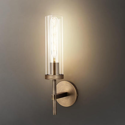 Bronze Wall Sconces, 15'' Brushed Brass Knurled Bathroom Sconces Wall Lighting Vanity Light with Clear Glass, Indoor Wall Mount Light for Living Room Mirror Bedroom Stairs