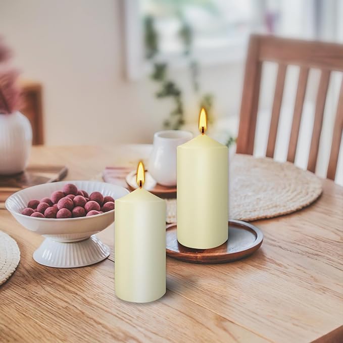Set of 20| “2x4” Tall Ivory Pillar Candles, Unscented. Buy Bulk. Great for Home Decor, Weddings, Spas, Parties.