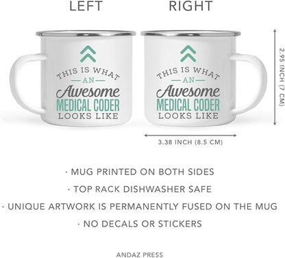 Andaz Press 11oz. Stainless Steel Campfire Coffee Mug Gift, This is What an Awesome Medical Coder Looks Like, 1-Pack, Birthday Gift Ideas Coworker Him Her, Includes Gift Box