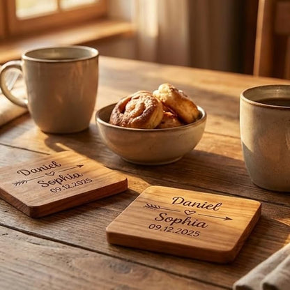 Luxury Custom Couples Wooden Coaster, Gifts for Boyfriend Girlfriend, Valentines Day Gift Gor Him Her, Wedding, Birthday, Anniversary, Christmas 2