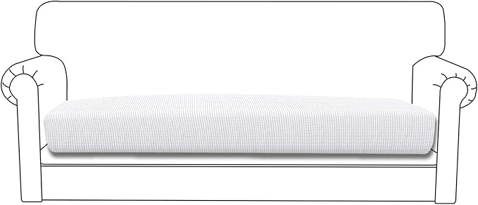 Easy-Going Stretch Cushion CoverSofa Cushion Furniture Protector Sofa Seat Sofa slipcover Sofa Cover Soft Flexibility with Elastic Bottom(Oversized Sofa Cushion,Snow White)