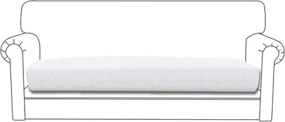 Easy-Going Stretch Cushion CoverSofa Cushion Furniture Protector Sofa Seat Sofa slipcover Sofa Cover Soft Flexibility with Elastic Bottom(Oversized Sofa Cushion,Snow White)