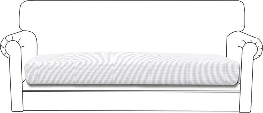 Easy-Going Stretch Cushion CoverSofa Cushion Furniture Protector Sofa Seat Sofa slipcover Sofa Cover Soft Flexibility with Elastic Bottom(Oversized Sofa Cushion,Snow White)