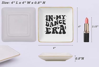 NZY Birthday Christmas Gifts for Dancer,Woman,Dancing Team Gift,Dance Coach Present,Dancer Teacher Present,Ceramic Jewelry Tray Trinket Holder Ring Dish,In My Dance Era