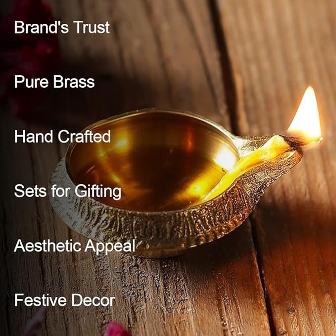 Brass Diya for Pooja Kuber Diya [ Pack of 20 Pc ] - Handmade Brass Indian Puja Oil Lamp - Kutthu vilakku nilakku Deepam for Diwali Decorations - Diwali Gifts Hashcart®