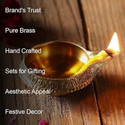 Brass Diya for Pooja Kuber Diya [ Pack of 20 Pc ] - Handmade Brass Indian Puja Oil Lamp - Kutthu vilakku nilakku Deepam for Diwali Decorations - Diwali Gifts Hashcart®