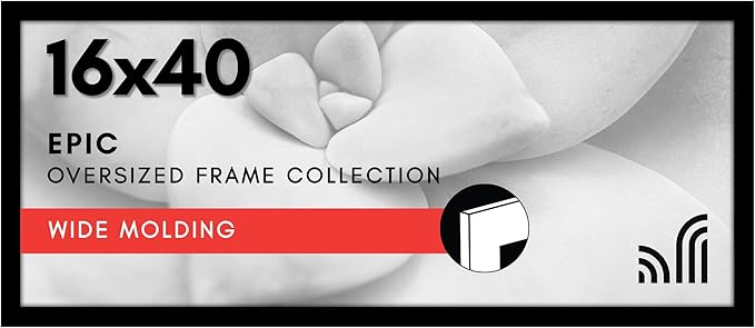 Americanflat 16x40 Poster Frame with Polished Plexiglass - black Picture Frame - Wide Photo Frames Made of Engineered Wood for Vertical or Horizontal Wall Display - Epic Collection - Black