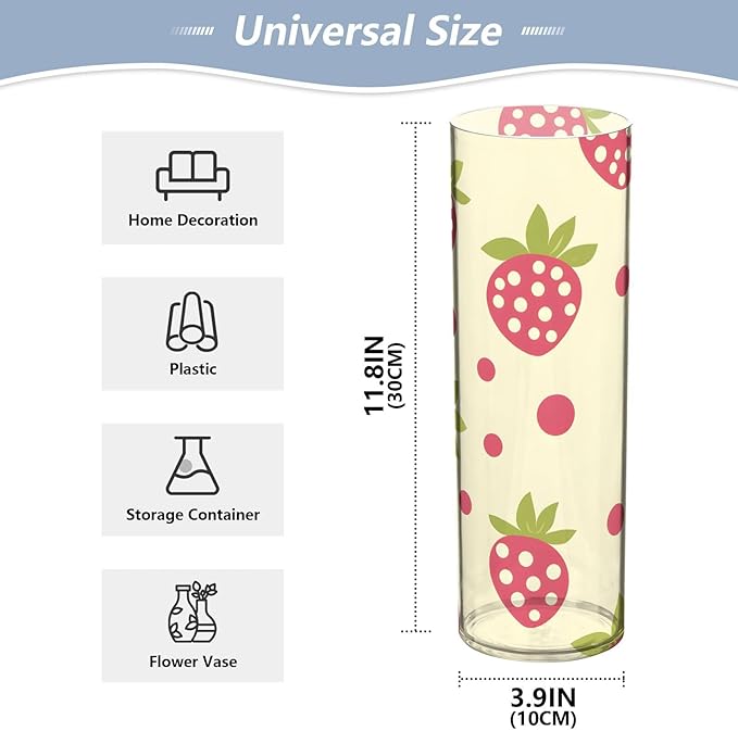 ALAZA Plant Strawberry Tile Abstract Pattern Flower Vases for Home Decor Kitchen Bedroom Living Room Bathroom Office Table Decorations