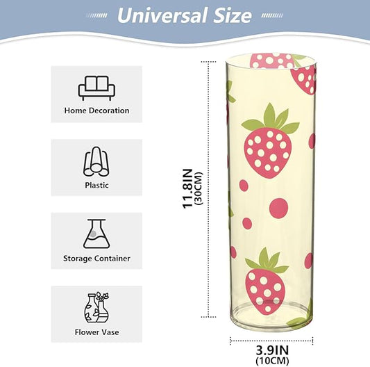 ALAZA Plant Strawberry Tile Abstract Pattern Flower Vases for Home Decor Kitchen Bedroom Living Room Bathroom Office Table Decorations