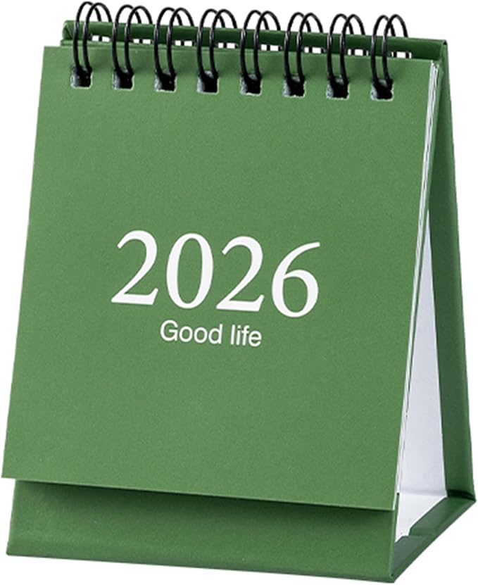 2026 Mini Desk Calendar Flip Monthly Memo Notes Simple Style Calendar 3.9" x 3" - Green (Jan. 2026 to Jul. 2027)