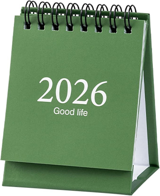 2026 Mini Desk Calendar Flip Monthly Memo Notes Simple Style Calendar 3.9" x 3" - Green (Jan. 2026 to Jul. 2027)