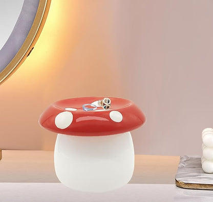 Mushroom Ring Holder Jewelry Tray Ceramic Trinket Dish Mushroom Room Decor for Necklace Earrings Ring Dish Mushroom Gifts for Women