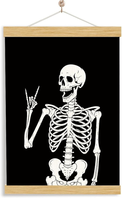 Skull Poster, Funny Gothic Decor, Emo Canvas Posters, Farmhouse Canvas Poster, Halloween Skeleton Skull Wall Art, Aesthetic Wall Decor for Halloween Home Gallery Living Room Bedroom 11.8*15.7