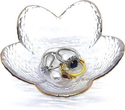 Small Ring Dish Jewelry Bowl, Glass Jewelry Dish Trinket Bowl, Crystal Ring Holder Dish Jewelry Plate, Nightstand Decor Jewelry Holder Dish, Engagement Gift Jewelry Tray Dish for Rings, Keys