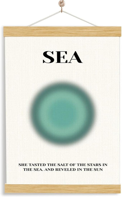 YGSDZY Sea Poster, Sea Blue Canvas Poster, Canvas Artwork for Wall Decor, Beach House Decor, Summer Home Decors, Cabin Decors, Rustic Hanging Fabric Posters, Housewarming Gift 11.8 * 15.7
