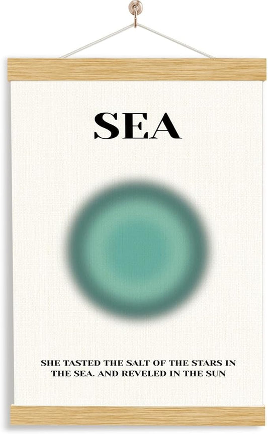 YGSDZY Sea Poster, Sea Blue Canvas Poster, Canvas Artwork for Wall Decor, Beach House Decor, Summer Home Decors, Cabin Decors, Rustic Hanging Fabric Posters, Housewarming Gift 11.8 * 15.7