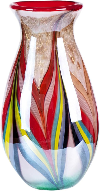 Glass Vases for Flower, Unique Hand Blown Colorful Glass Vase, Modern Art Decorative for Home Living Room, Office, Table centerpieces, Bookshelves and Wedding Decorations (JG64)