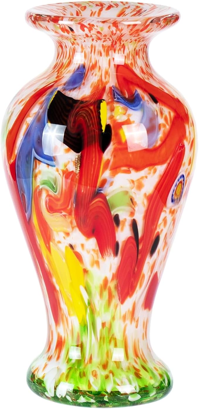 Glass Vases for Flower, Unique Hand Blown Colorful Glass Vase, Modern Art Decorative for Home Living Room, Office, Table centerpieces, Bookshelves and Wedding Decorations (JG54)