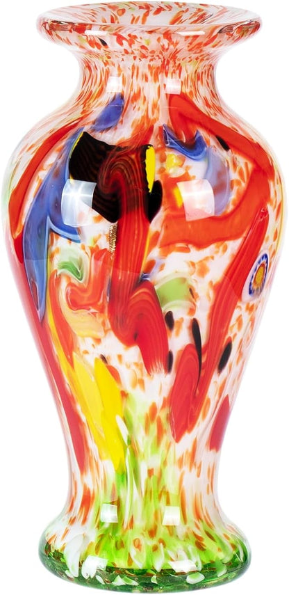 Glass Vases for Flower, Unique Hand Blown Colorful Glass Vase, Modern Art Decorative for Home Living Room, Office, Table centerpieces, Bookshelves and Wedding Decorations (JG54)