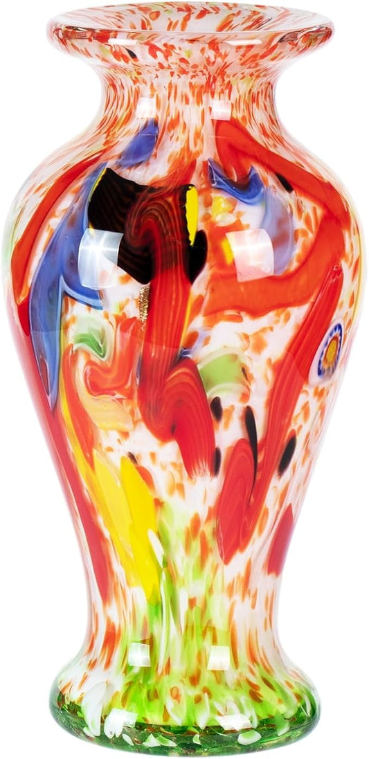 Glass Vases for Flower, Unique Hand Blown Colorful Glass Vase, Modern Art Decorative for Home Living Room, Office, Table centerpieces, Bookshelves and Wedding Decorations (JG54)